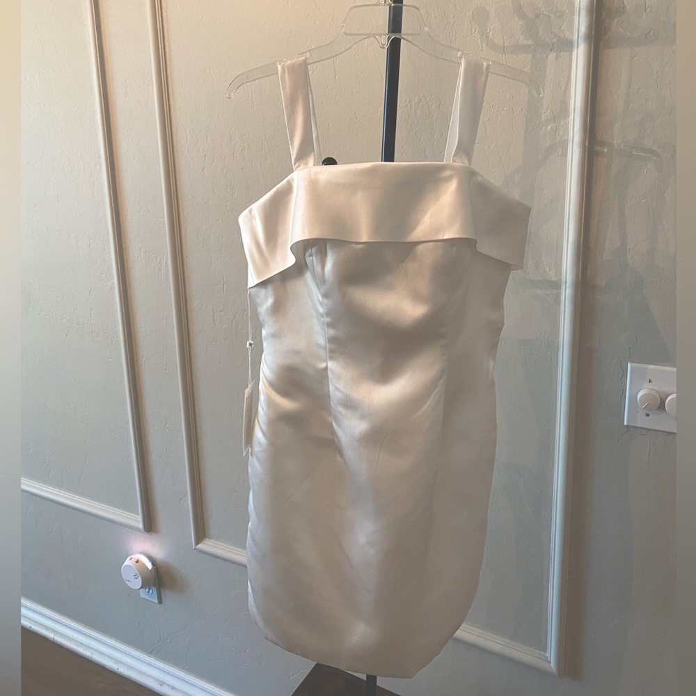 Elegant White Satin Strap Dress
